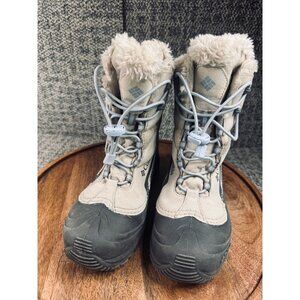 Columbia Bugaboot Plus IV Snow Boot Size 5 Youth Cream Beige Gray Waterproof